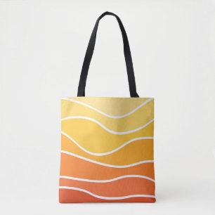 Tote Bag Ondes de style rétro jaune et orange