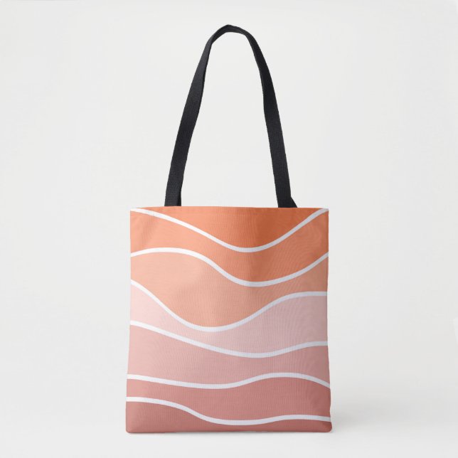 Tote Bag Ondes de style rétro rose et orange (Devant)