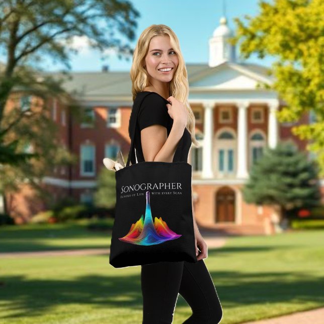 Tote Bag Ondes Ultrasoniques Sonorées (Sonographer-Colorful Ultrasound Waves Tote Bag)