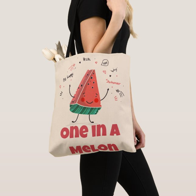 Tote Bag One in a Melon - Pastel Fruit (Soft Beige Edition) (De près)