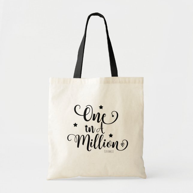 Tote Bag ONE IN A MILLION Typography & Stars Personalized (Devant)