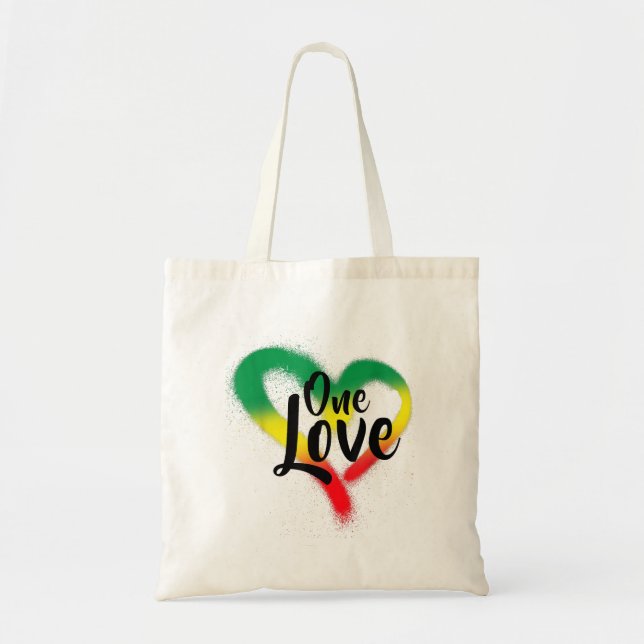 Tote Bag One Love One Heart Reggae Vibes (Devant)