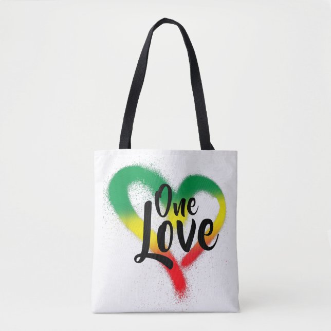Tote Bag One Love One Heart Reggae Vibes (Devant)