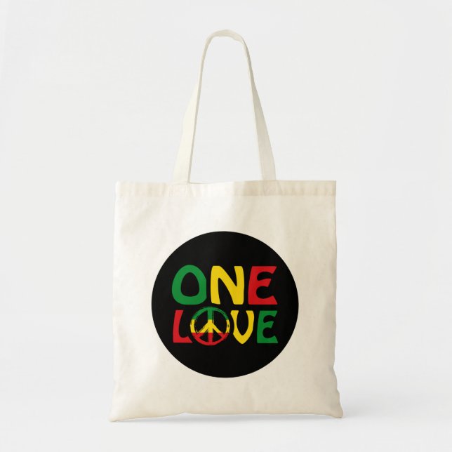 Tote Bag One Love, Reggae design (Devant)