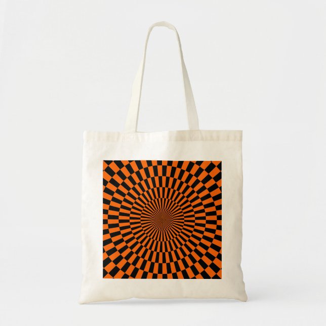 Tote Bag Op Art - Orange et noir (Devant)