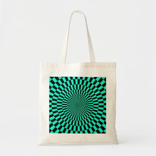 Tote Bag Op Art - Turquoise et Noir (Devant)