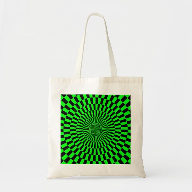 Tote Bag Op Art - Vert et Noir (Devant)