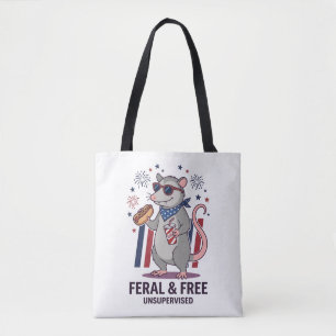 Tote Bag Opossum Patriotique Sauvage et Libre 4 juillet Ind