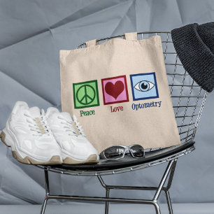 Tote Bag Optométriste Peace Love Bureau d'optométrie