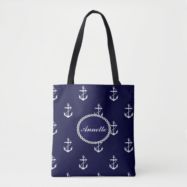 Tote Bag Opus Posh Ancre Nautique Personnalisé (Devant)