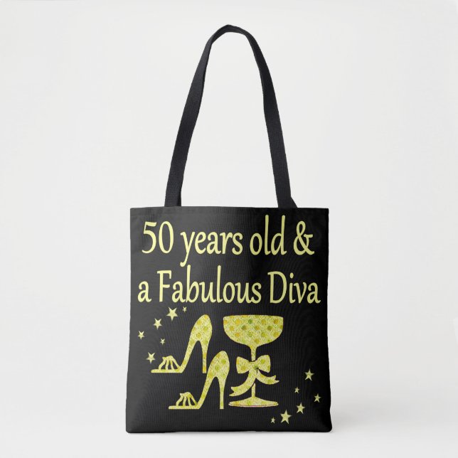 TOTE BAG OR 50 ANS ET UN ANNIVERSAIRE DE DIVA FABULEUX (Devant)
