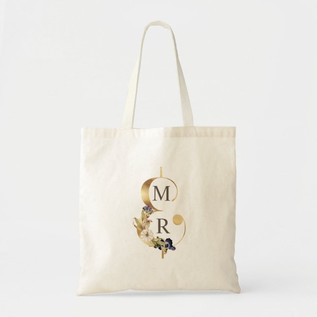 Tote Bag or ampersan double monogramme mariage faveur (Devant)