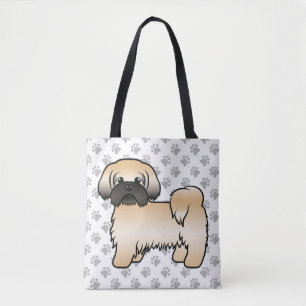Tote Bag Or avec Masque Noir Chih Tzu Cartoon Chien & Pâtes