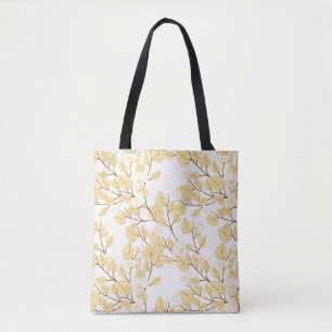 Tote Bag Or Blanc Matin Fleur de gloire