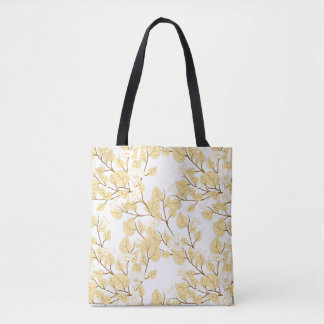 Tote Bag Or Blanc Matin Fleur de gloire