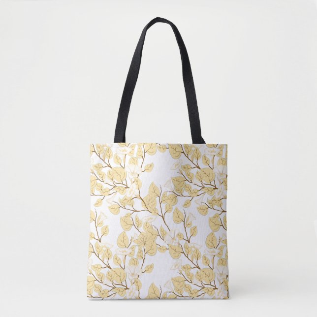 Tote Bag Or Blanc Matin Fleur de gloire (Devant)