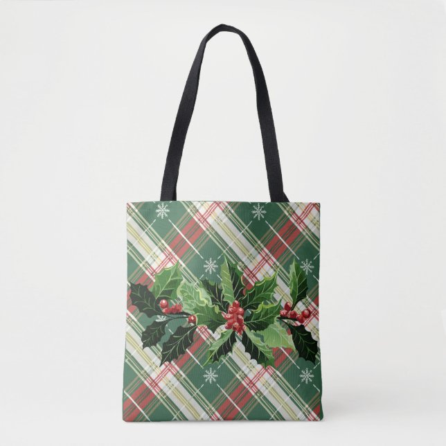 Tote Bag Or Blanc Noel Planté De Wreath (Devant)