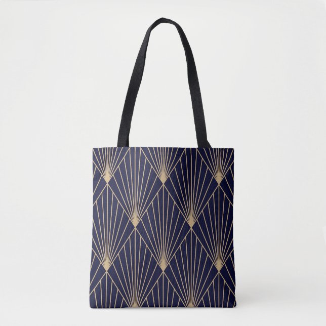 Tote Bag Or bleu foncé Abstrait géométrique (Devant)