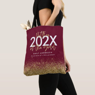 Tote Bag or bordeaux écriture moderne parties scintillant g