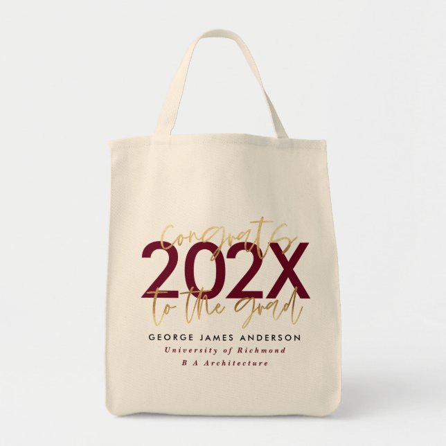 Tote Bag or bordeaux écriture moderne stylish graduation (Devant)