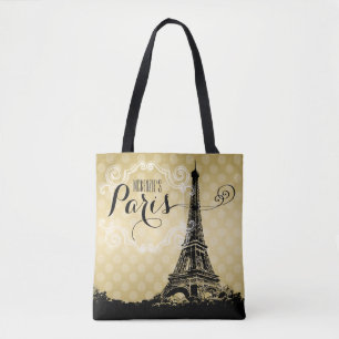 Tote Bag Or élégant de Faux de Tour Eiffel de Paris décoré