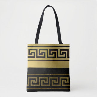 Tote Bag Or et clé de Grec de noir