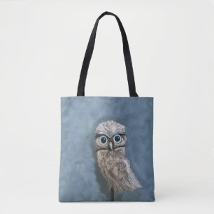 Tote Bag Or et décor creusant argenté de hibou