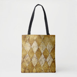 Tote Bag Or géométrique : Sophistication Motif rétro.