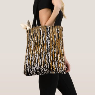 Tote Bag Or & Noir Moderne Safari Pluie Jungle Glamour