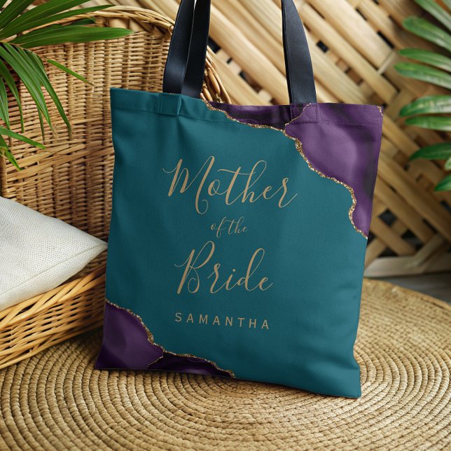 Tote Bag Or Pur Agate Bleu Turquoise Mère de la Mariée (Créateur téléchargé)