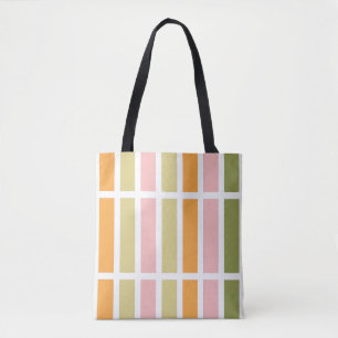 Tote Bag Or rose orange et rayures vertes