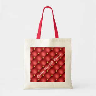 Tote Bag Or Rouge Diamant Tufé Cuir personnalisé Nom du tex