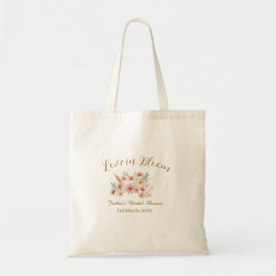 Tote Bag Orange boho amour en fleurs nom de la baby shower