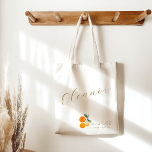 Tote Bag Orange Citrus Aquarelle Bridal Brunch Personnalisé