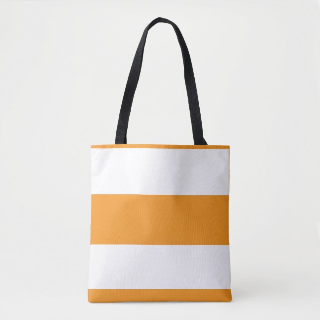 Tote Bag Orange Classique + Rayures Blanches (Devant)