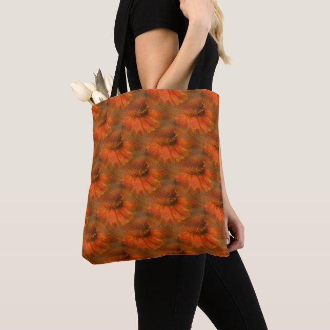 Tote Bag Orange Daisy Flower Nature Motif (De près)