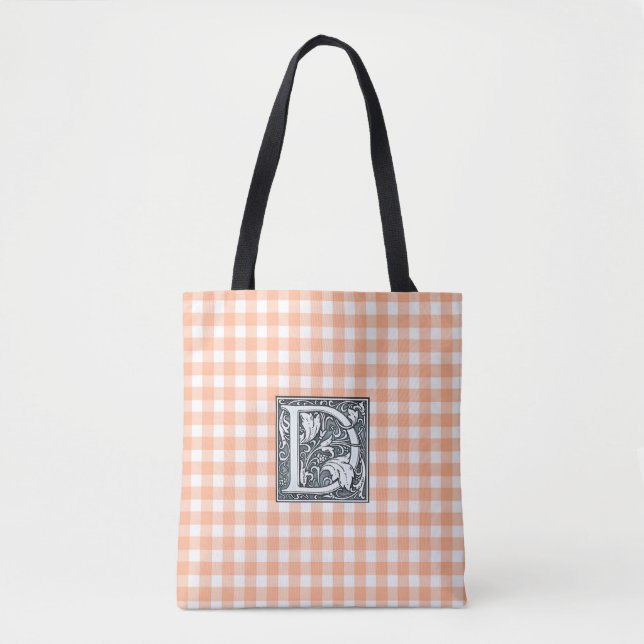 Tote Bag orange en vichy Fourre-tout (Devant)