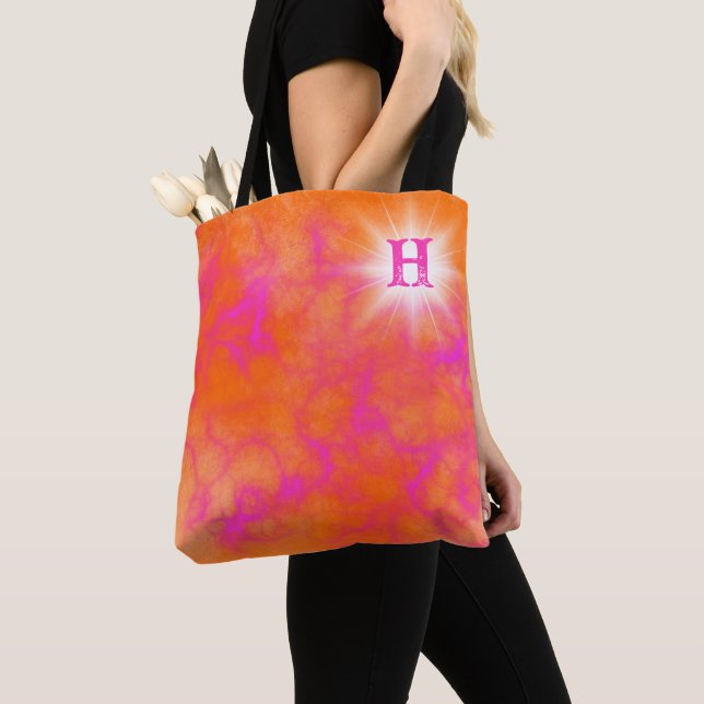 Tote Bag Orange et rose personnalisés (De près)