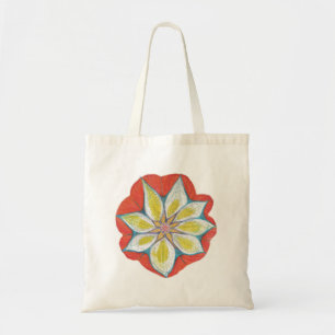 Tote Bag Orange Fleur Jaune Mandala Peinture Budget Fourre-