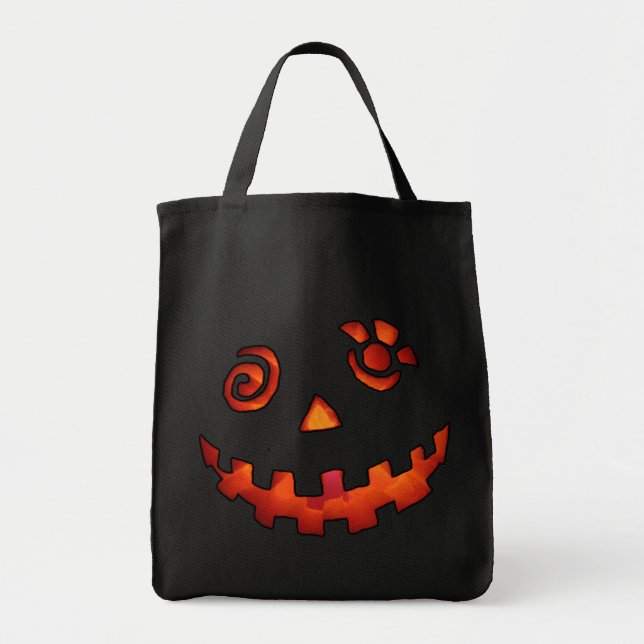 Tote Bag Orange folle de visage de citrouille de (Devant)