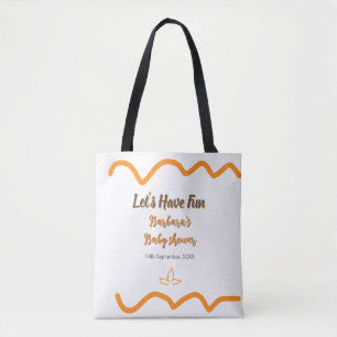 Tote Bag Orange gris rétro baby shower espagnol boho modern