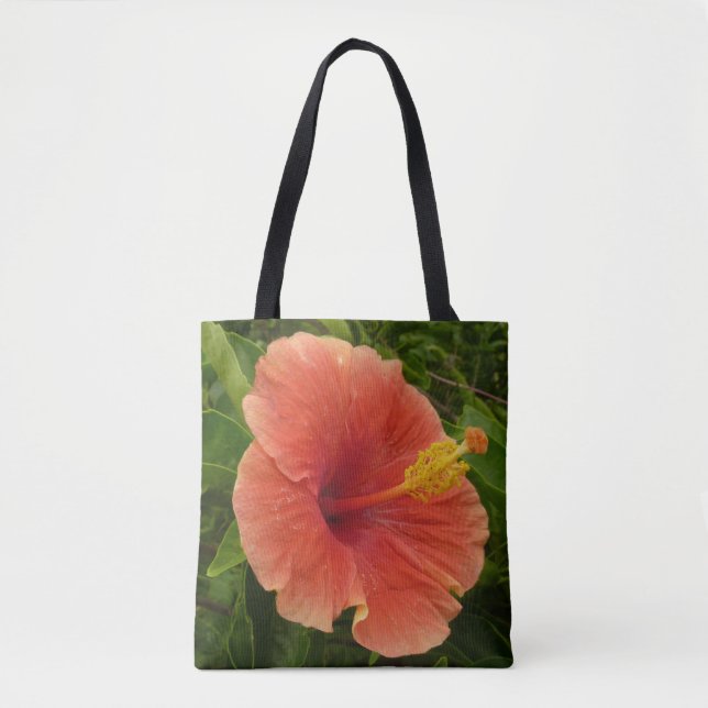 Tote Bag Orange Hibiscus Fleur Tropical Floral (Devant)