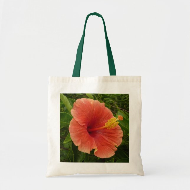 Tote Bag Orange Hibiscus Fleur Tropical Floral (Devant)