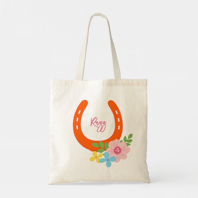 Tote Bag Orange Horseshoe HORSE NOM Fleurs Grange Sweet (Dos)