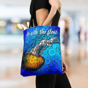 Tote Bag Orange Jellyfish Blue Ocean Aller avec le flux