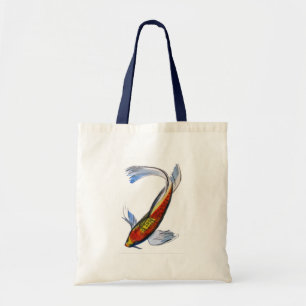 Tote Bag Orange Koi japonais aquarelle carpe art