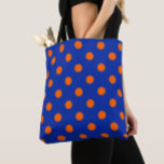 Tote Bag Orange On Blue Polka Dots Pattern Design<br><div class="desc">Blue Color Background With Orange Polka Dots Seamless Repeat Pattern Design</div>