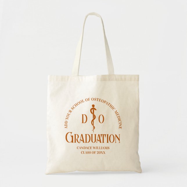Tote Bag Orange Ostéopathic Médicale School Graduation (Devant)
