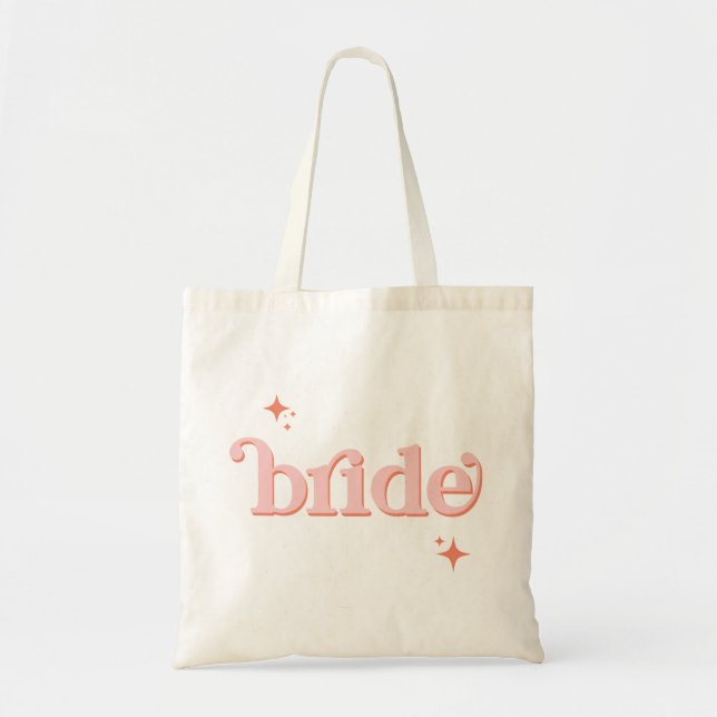 Tote Bag Orange PINK Disco Bridal Party bach (Devant)