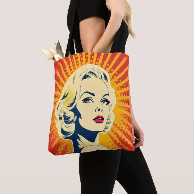 Tote Bag Orange Pop Art Blonde (De près)
